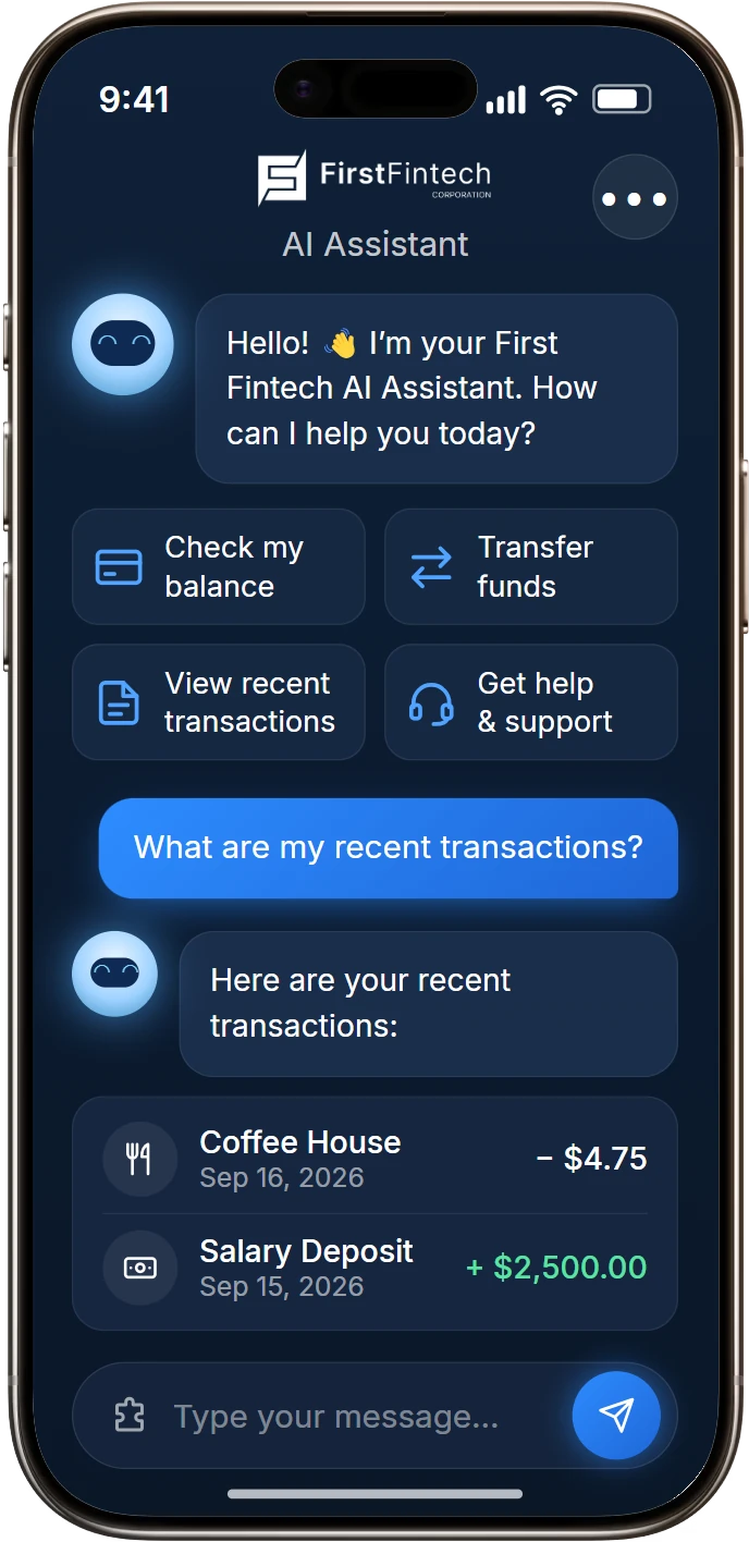 FirstFintech AI assistant app